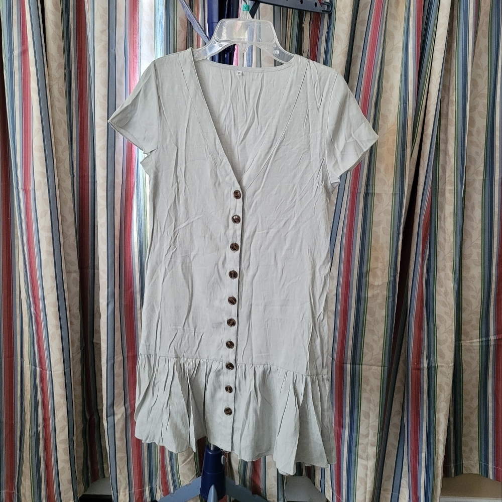 (2919) Small, Dress, light green, button up front,  Women's